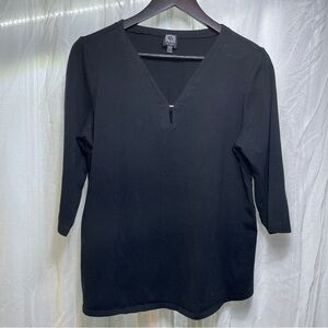 Anne Klein Sport Size, Large Black, Three-Quarter Sleeve Shirt
